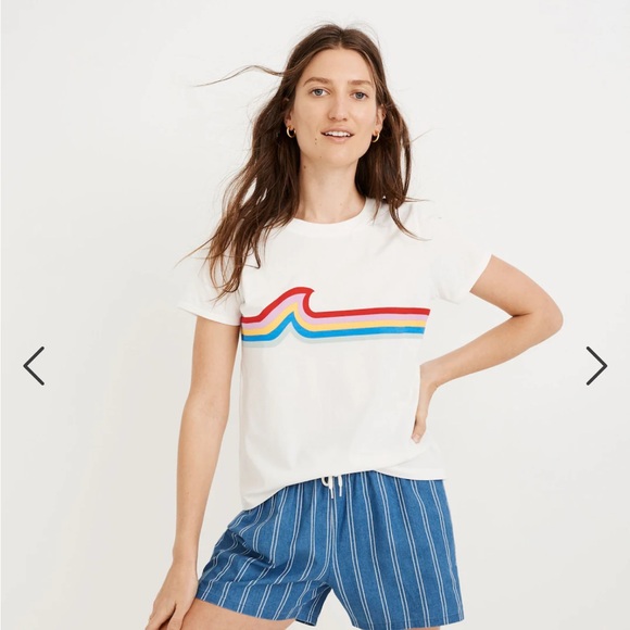 Madewell Rainbow Wave Graphic Northside Vintage Tee Cotton Women’s Large - Picture 2 of 6